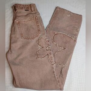 PacSun Distressed Pink Jeans with flower Design